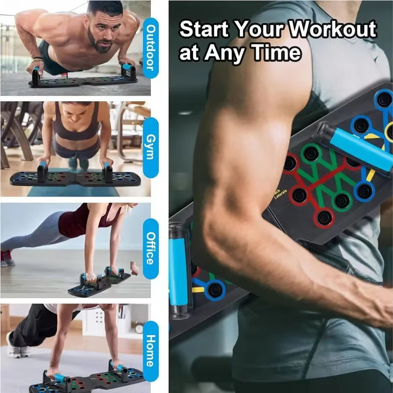 Smart Automatic Counting Push-Up Board - Foldable Multi-Push-Up Stand with Body Sensor Counter for Core Strength and Muscle Stability at Home
