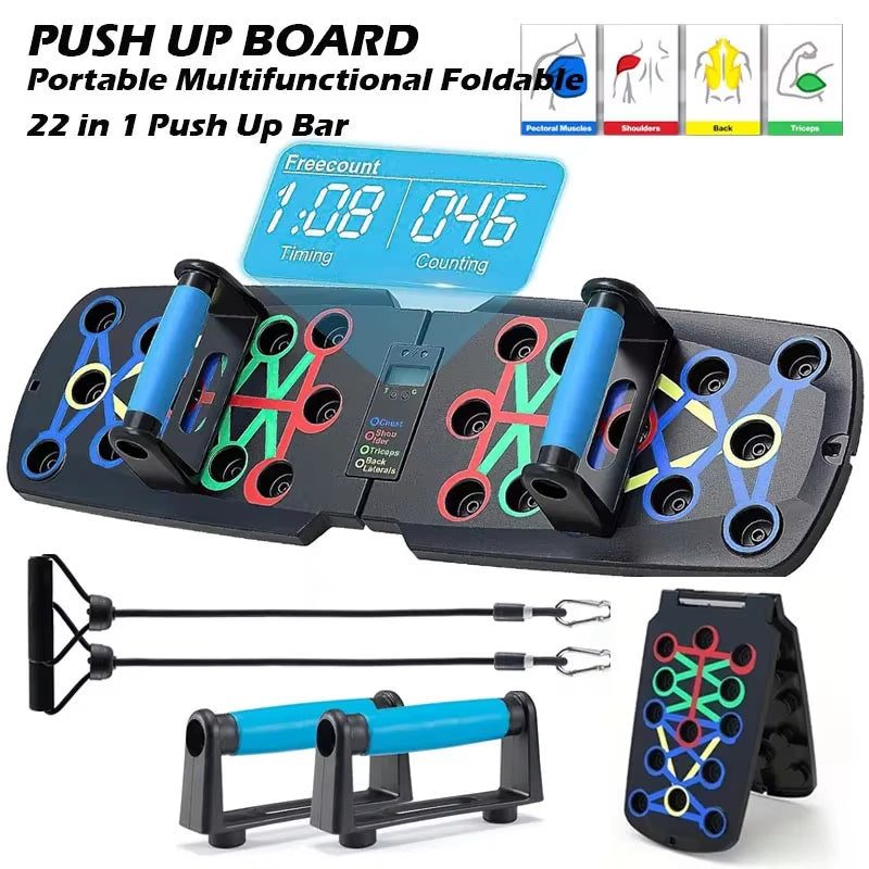 Smart Automatic Counting Push-Up Board - Foldable Multi-Push-Up Stand with Body Sensor Counter for Core Strength and Muscle Stability at Home