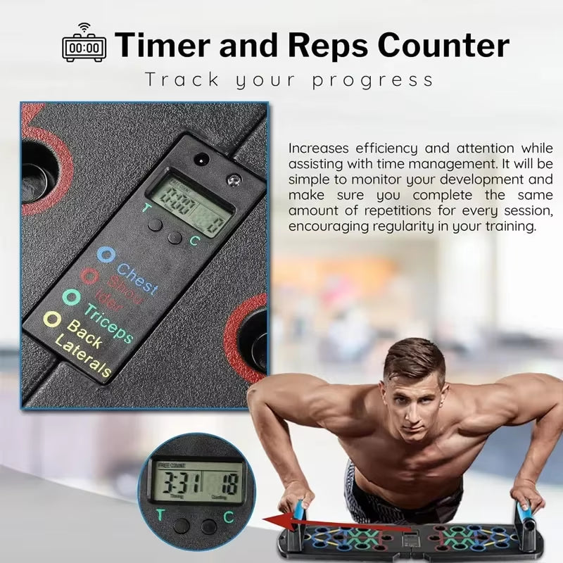 Smart Automatic Counting Push-Up Board - Foldable Multi-Push-Up Stand with Body Sensor Counter for Core Strength and Muscle Stability at Home
