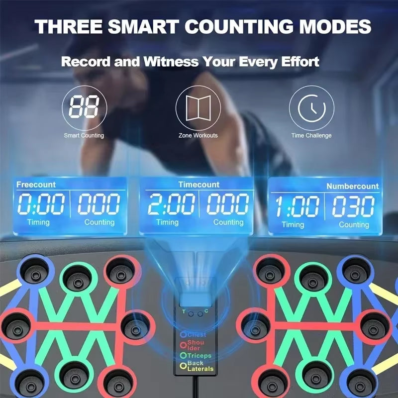 Smart Automatic Counting Push-Up Board - Foldable Multi-Push-Up Stand with Body Sensor Counter for Core Strength and Muscle Stability at Home